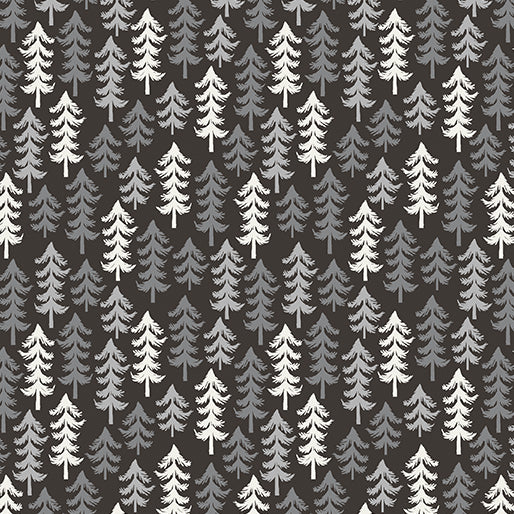 13373-14 TREE MAGIC GUNMETAL - WOODLAND MAGIC by Jessica Flick for Benartex Designer Fabrics