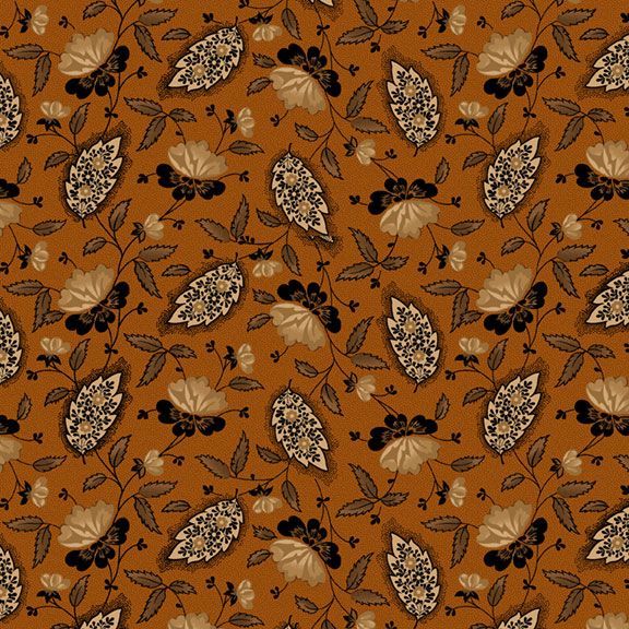 R170581-RUST - PAISLEY BEAUTY- CHEDDAR AND COAL II - by Pam Buda for Marcus Fabrics