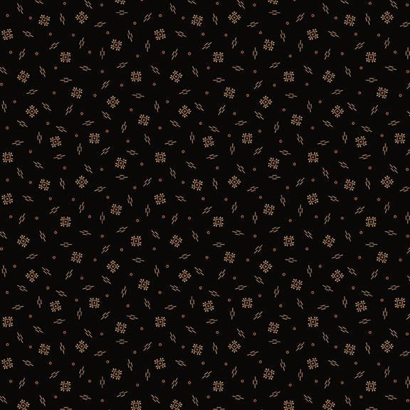 R170587-BLACK - SPOOKY SPINNERS - CHEDDAR AND COAL II - by Pam Buda for Marcus Fabrics