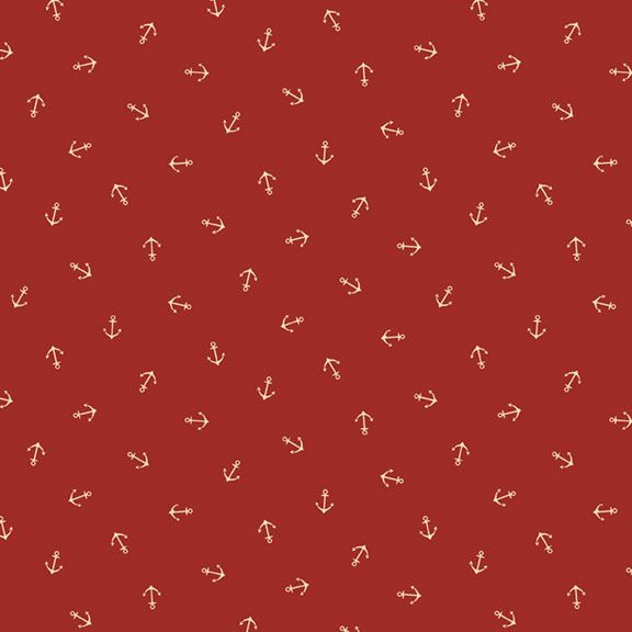 R220705 RED - LITTLE ANCHORS - SEASIDE by Paula Barnes for Marcus Fabrics