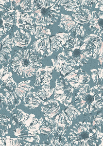 380-22736 ANEMINE STORY BLUE - FAN CLUB/by Clea Broad for paintbrush studio fabrics