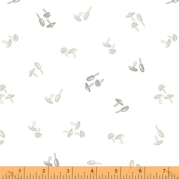 53172-1 MUSHROOMS - WHITE - LITTLE WHISPERS by Whistler Studios for Windham Fabrics