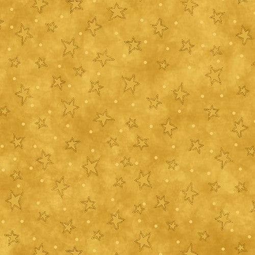 Q-8294-33 GOLD - 100% COTTON - STARRY BASICS by Leanne Anderson of The Whole Country Caboodle for Henry Glass & Co. Inc.