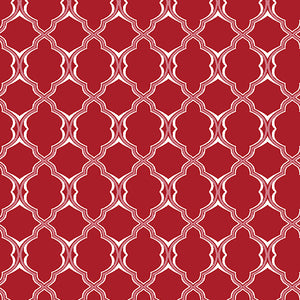16096-10 LATTICE GEO RED - BETTY'S GERANIUMS by Jackie Robinson for Benartex Designer Fabrics