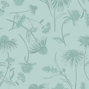 16413 04 CONEFLOWER TONAL - LIGHT TEAL - BEE HAVEN by Rachel Rossi Designs for Benartex Designer Fabrics