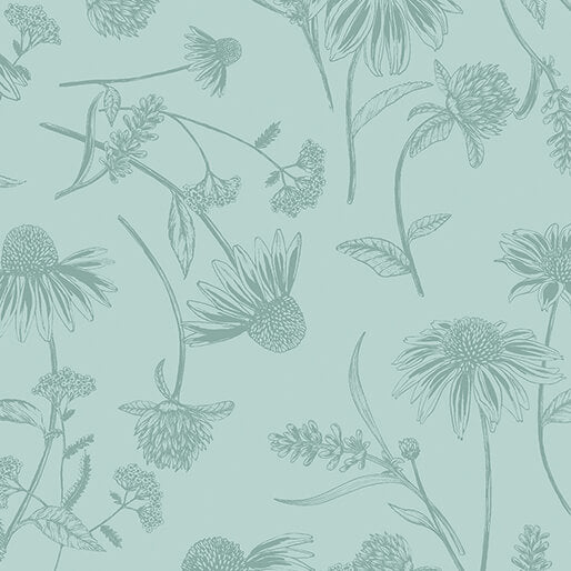 16413 04 CONEFLOWER TONAL - LIGHT TEAL - BEE HAVEN by Rachel Rossi Designs for Benartex Designer Fabrics