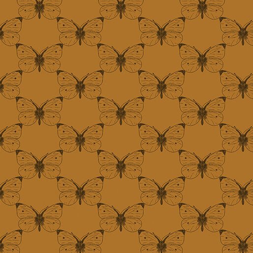 16415 35 ETCHED CABBAGE BUTTERFLY - CARAMEL - BEE HAVEN by Rachel Rossi Designs for Benartex Designer Fabrics