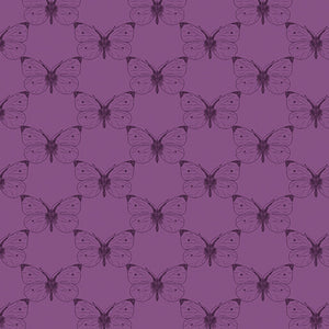 16415 65 ETCHED CABBAGE BUTTERFLY - PLUM - BEE HAVEN by Rachel Rossi Designs for Benartex Designer Fabrics