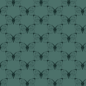 16415 85 ETCHED CABBAGE BUTTERFLY - TEAL - BEE HAVEN by Rachel Rossi Designs for Benartex Designer Fabrics