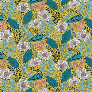 16445-33 OLIVIA YELLOW - BLOOMING COLOR 2 by Wolff Paper for Benartex Designer Fabrics