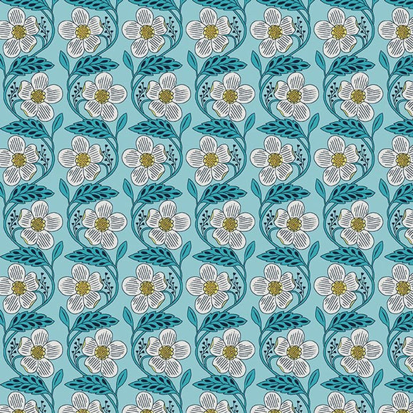 16449-84 DORA TURQUOISE - BLOOMING COLOR 2 by Wolff Paper for Benartex Designer Fabrics