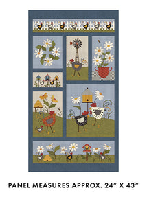 16752 55 BLUE/MULTI - PRAIRIE CHICKS PANEL - PRAIRIE CHICKS by Cheryl Haynes for Benartex Designer Fabrics