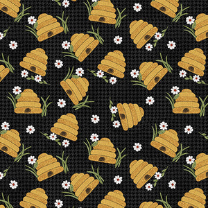 16755 12 BLACK - PRAIRIE HIVE - PRAIRIE CHICKS by Cheryl Haynes for Benartex Designer Fabrics
