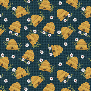 16755 56 DARK BLUE - PRAIRIE HIVE - PRAIRIE CHICKS by Cheryl Haynes for Benartex Designer Fabrics
