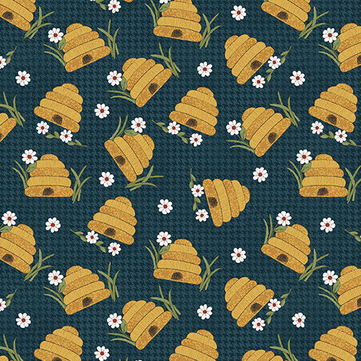 16755 56 DARK BLUE - PRAIRIE HIVE - PRAIRIE CHICKS by Cheryl Haynes for Benartex Designer Fabrics