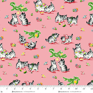 Q-1984-22 PINK - A KITTY FOR CHRISTMAS by Hannah West for Henry Glass & Co