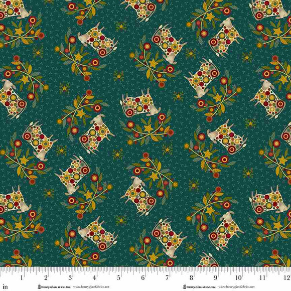 Q-2002-77 DEEP TEAL - PENNYBERRY FARM by Kim Diehl for Henry Glass & Co Division