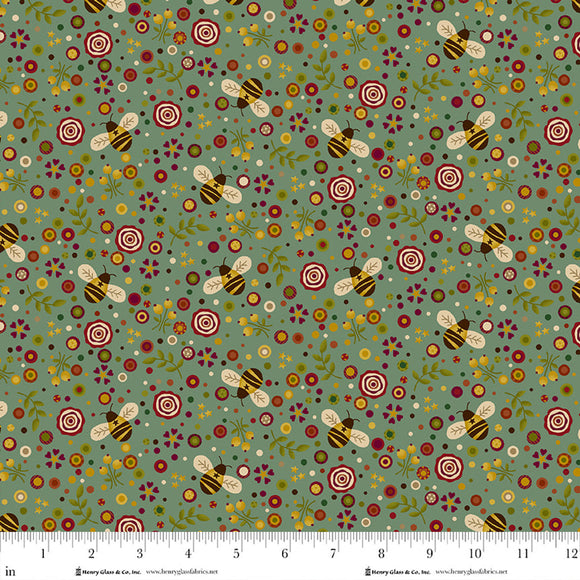Q-2010-77 MEDIUM TEAL - PENNYBERRY FARM by Kim Diehl for Henry Glass & Co Division