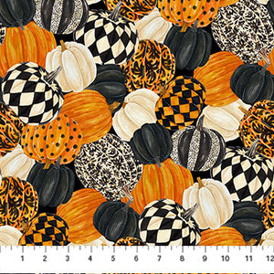 27084-99 BLACK MULTI PACKED PUMPKINS - HALLOW'S EVE by Cerrito Creek Studio for Northcott Fabrics