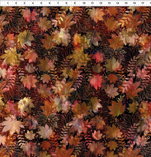 2FLS 1 MULTI/TAN - COLLAGE - FALLING LEAVES by Jason Yenter for In The Beginning Fabrics
