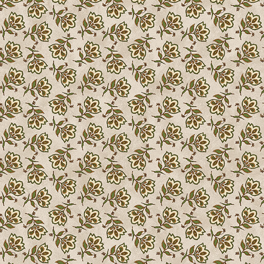 3114 74 NATURAL - TOSSED JACOBEAN FLOWER - PRAIRIE CHICKS by Cheryl Haynes for Benartex Designer Fabrics