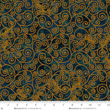 3442-77 - INDIGO - SCROLLS - CROW-MAZING by Jan Mott for Henry Glass & Co