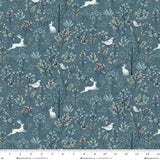 3544-77 MEDIUM BLUE FROLICKING BUNNIES || NORWEGIAN FOREST by Mary Jane Carey for Henry Glass &amp; Co Division