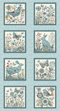 3552-17 PALE BLUE MUSHROOM || NORWEGIAN FOREST by Mary Jane Carey for Henry Glass &amp; Co Division