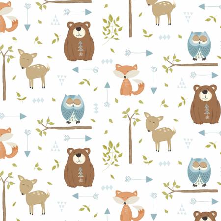 36254 127 WHITE CRITTERS ALL OVER - WINSOME CRITTERS by Deane Beesley for Wilmington Prints {THE PANEL FOR THIS COLLECTION IS ON OUR PANEL PAGE}