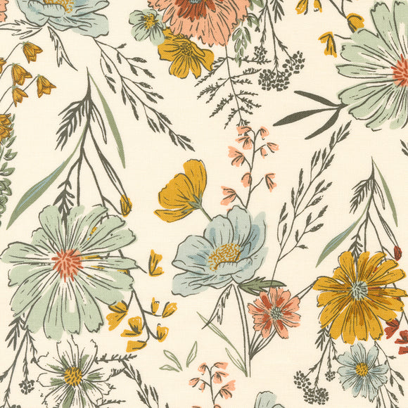 45580 11 CREAM - WOODLAND AND WILDFLOWERS by Fancy That Design House & Company for Moda Fabrics {THE PANELS FOR THIS COLLECTION ARE ON OUR PANELS PAGE}