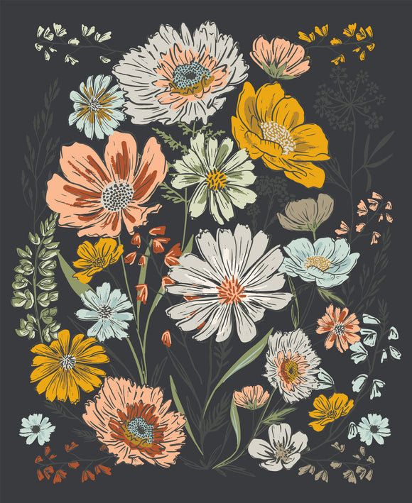 45588 19 CHARCOAL PANEL - WOODLAND AND WILDFLOWERS by Fancy That Design House & Company for Moda Fabrics {36