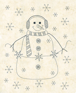 49258 11 PANEL {36"X42"} - SNOW - NATURAL - SNOWMAN GATHER IV by Primitive Gatherings for Moda Fabrics