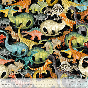 53554D-1 BLACK - EVENING COMMUTE - AGE OF THE DINOSAURS by Katherine Quinn for Windham Fabrics