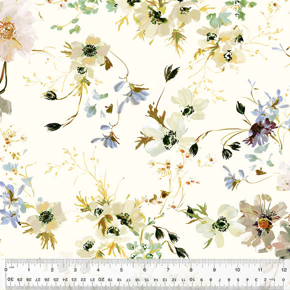 53784D-2 WILD ANEMONE-IVORY - PERENNIAL by Kelly Ventura for Windham Fabrics