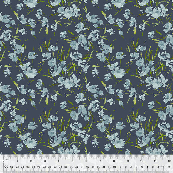 53787D-10 PEONY TULIP-SLATE - PERENNIAL by Kelly Ventura for Windham Fabrics
