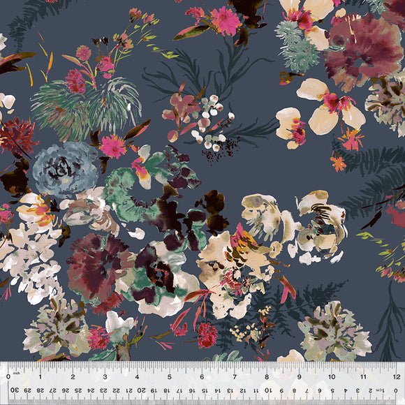 53804DP-10 FLORA SLATE - PERENNIAL by Kelly Ventura for Windham Fabrics