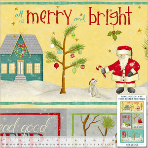 54099DP MERRY &amp; BRIGHT PANEL - FULL PANEL 24"x42" - {SPREAD GOOD CHEER: 16.5"x12"} - {PEACE ON EARTH: 13.5"x24"} - {MERRY and BRIGHT: 12"x24"} - {LET IT SNOW: 16.5"x12"} - A VERY TERRI CHRISTMAS by Terri Degenkolb for Windham Fabrics