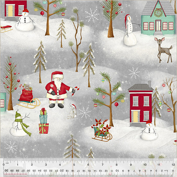 54100-3 SILVER - SNOW DAY - A VERY TERRI CHRISTMAS by Terri Degenkolb for Windham Fabrics [Panel is on our panel page]