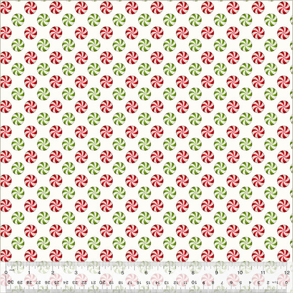 54105-4 IVORY - PEPPERMINTS - A VERY TERRI CHRISTMAS by Terri Degenkolb for Windham Fabrics [Panel is on our panel page]