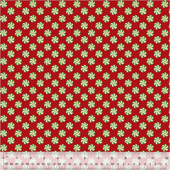 54105-7 RED - PEPPERMINTS - A VERY TERRI CHRISTMAS by Terri Degenkolb for Windham Fabrics [Panel is on our panel page]