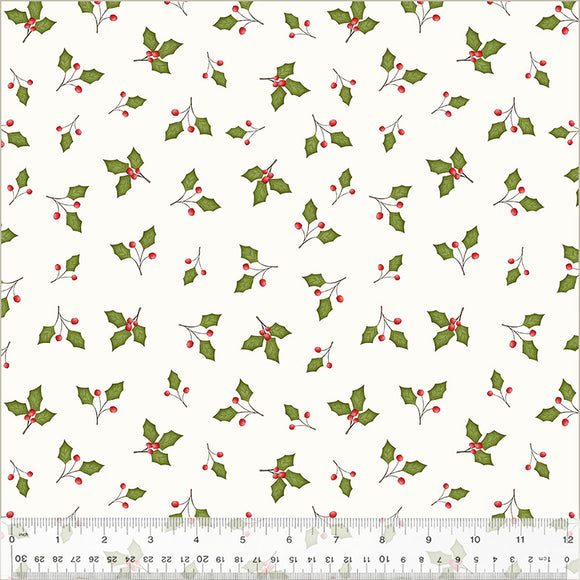 54107-4 IVORY - HOLLY LEAVES - A VERY TERRI CHRISTMAS by Terri Degenkolb for Windham Fabrics [Panel is on our panel page]