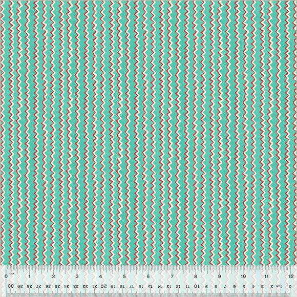 54109-10 TURQUOISE - CHEVORN STRIPE - A VERY TERRI CHRISTMAS by Terri Degenkolb for Windham Fabrics [Panel is on our panel page]