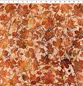 6FLS 1 RUST/TAN - BRANCHES - FALLING LEAVES by Jason Yenter for In The Beginning Fabrics
