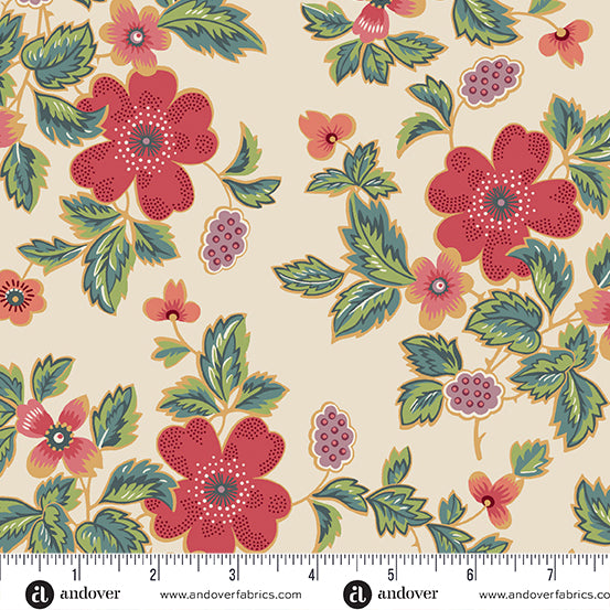 A-1196-L IVORY RAMBLING ROSE - RAMBLING ROSE by Renee Nanneman for Andover Fabrics