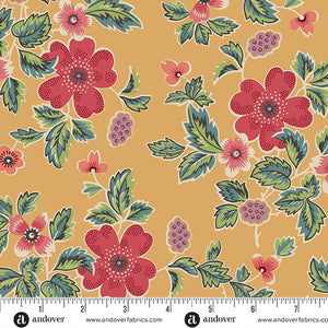 A-1196-O MERIGOLD RAMBLING ROSE - RAMBLING ROSE by Renee Nanneman for Andover Fabrics