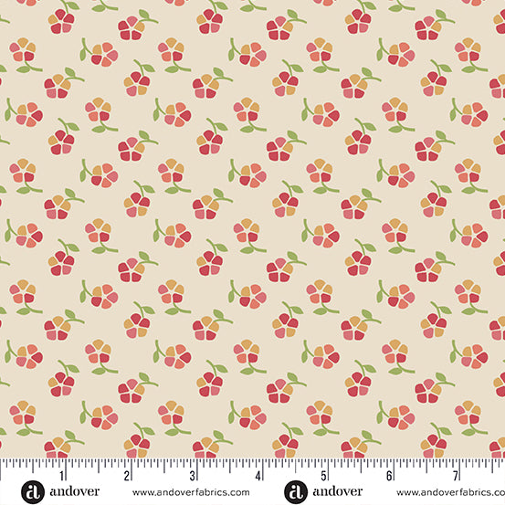 A-1198-NP CREAM PLUM FRUITY - RAMBLING ROSE by Renee Nanneman for Andover Fabrics