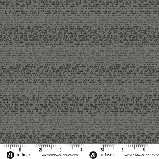 A-1204-C CHARCOAL IVY - RAMBLING ROSE by Renee Nanneman for Andover Fabrics