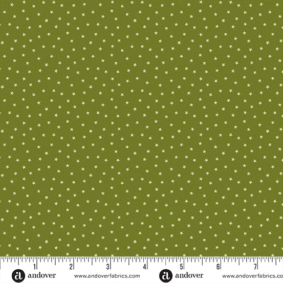 A-1234-V OLIVE - TWINKLE by Laundry Basket Quilts for Andover Fabrics