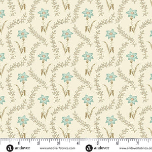 A-1291-LT FROST - DAFFODILS - PEBBLES by Laundry Basket Quilts for Andover Fabrics