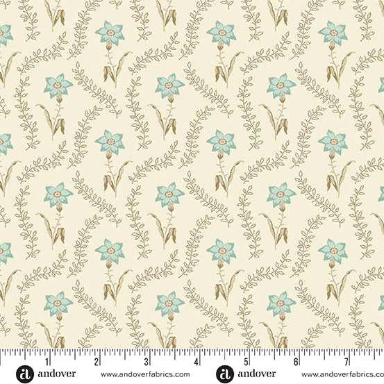 A-1291-LT FROST - DAFFODILS - PEBBLES by Laundry Basket Quilts for Andover Fabrics